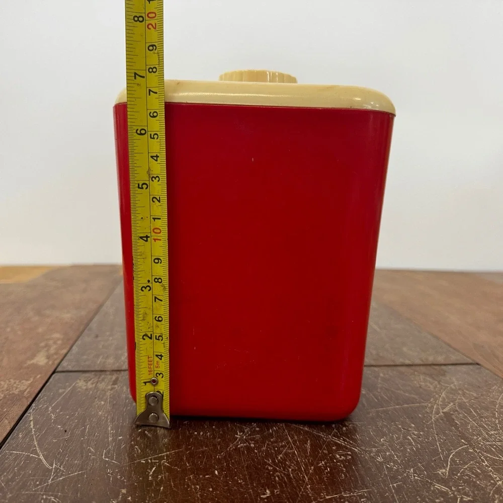 Vintage Retro Plastic Red White Cream SUGAR Canister‎